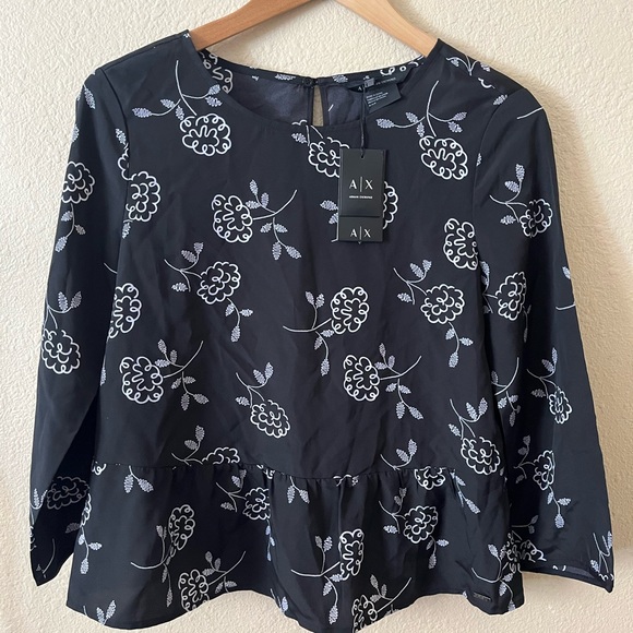 A|X Armani Exchange DEEP KEYHOLE-BACK BLOUSE - Picture 7 of 15